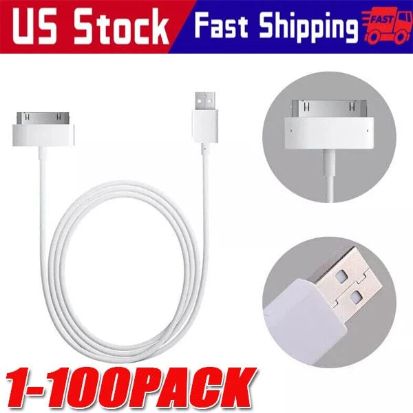 200PCS 3FT 30 pin USB Charging Data Cable Cord for iPad 1/2/3 iPod Nano 1-6 LOT