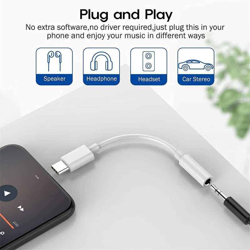 USB-C Type C to 3.5mm AUX Headphone Jack Adapter Lot For iPhone 16/Android Phone
