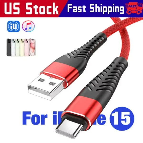 Type C USB C Fast Charging Charger Cable Cord For iPhone 15 16 Samsung S21 S20