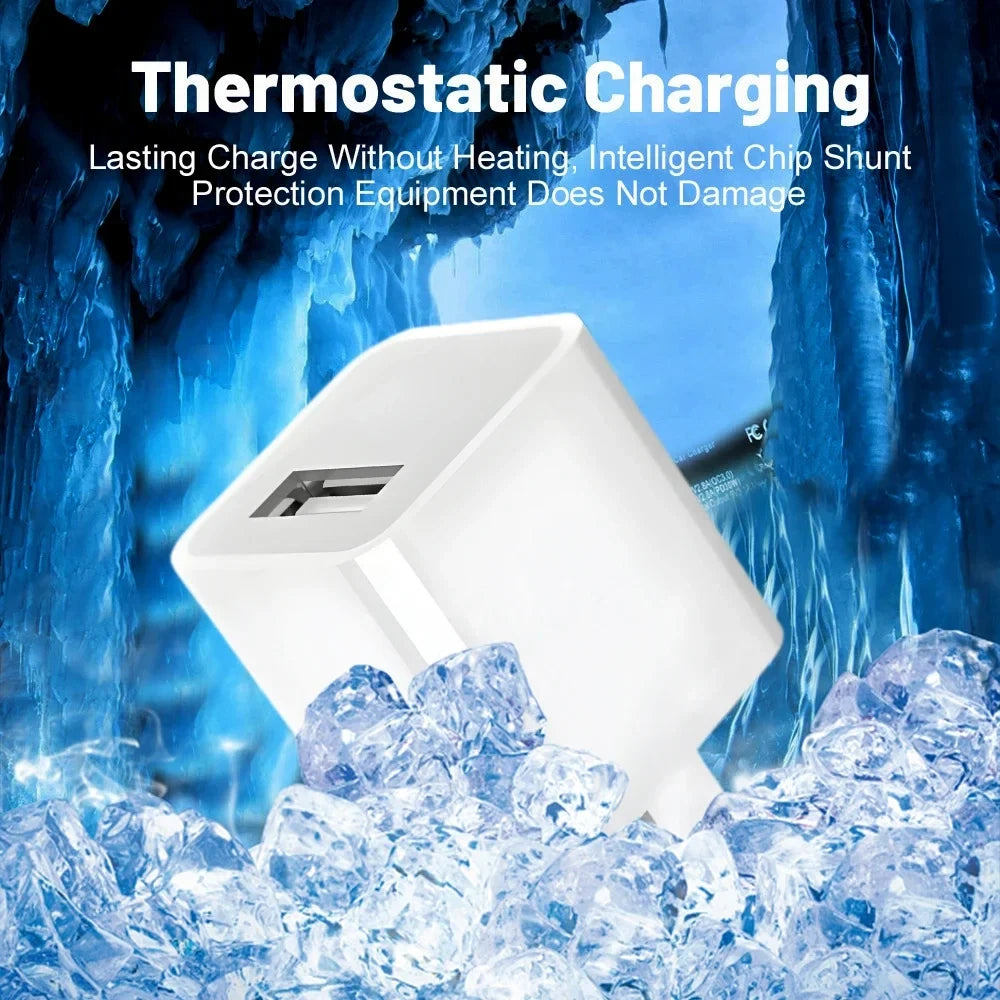 2x White 1A USB Power Adapter AC Home Wall Charger US Plug FOR iPhone 5 6 7 8 X