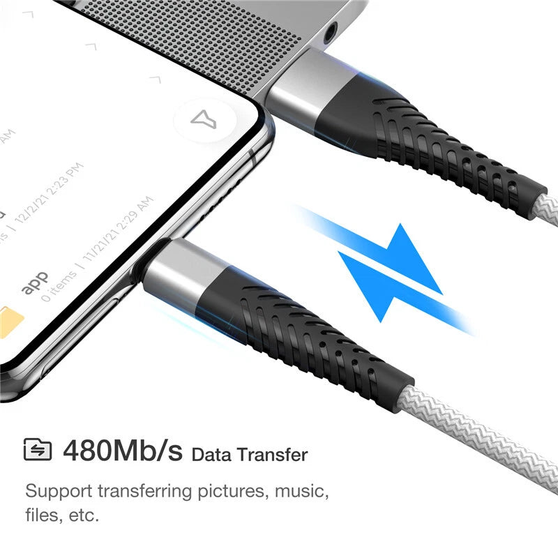 Type C USB A Fast Charging Charger Cable Cord For iPhone 15 16 Samsung S21 S20