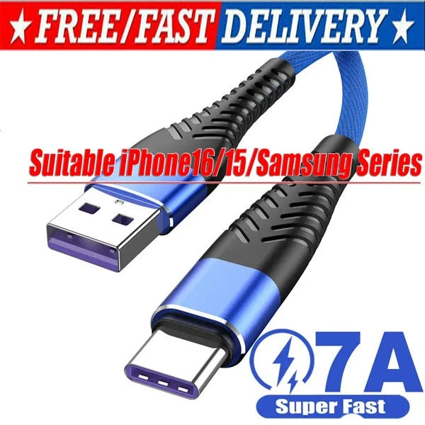 Braided USB C Type C Fast Charging Data Cable Cord for iPhone 16/15 Pro Max 15