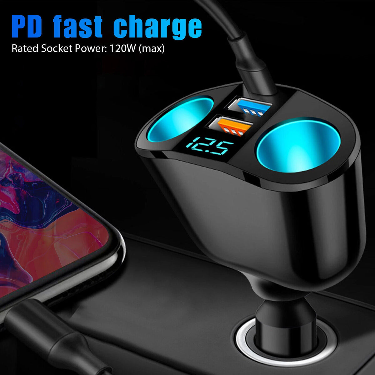 Outlet Dual USB Car Cigarette Lighter Socket Splitter Power Adapter Charger lot