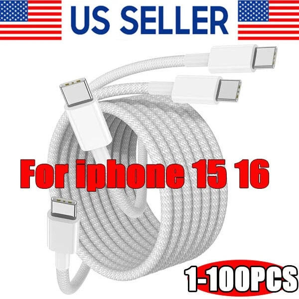 For iPhone 15 16 Pro Max USB-C to USB-C Cable Fast Charger lot Type C Charging