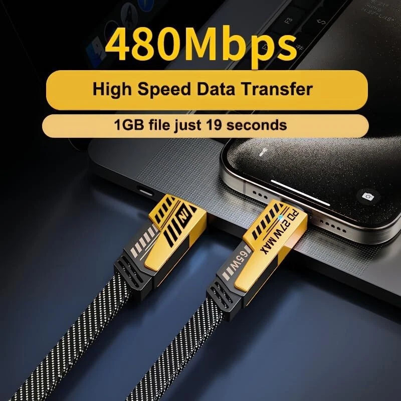 3Ft 65W 4 in 1 Multi Charging Cable Flat Braided USB C Charge Cord Transfer lot