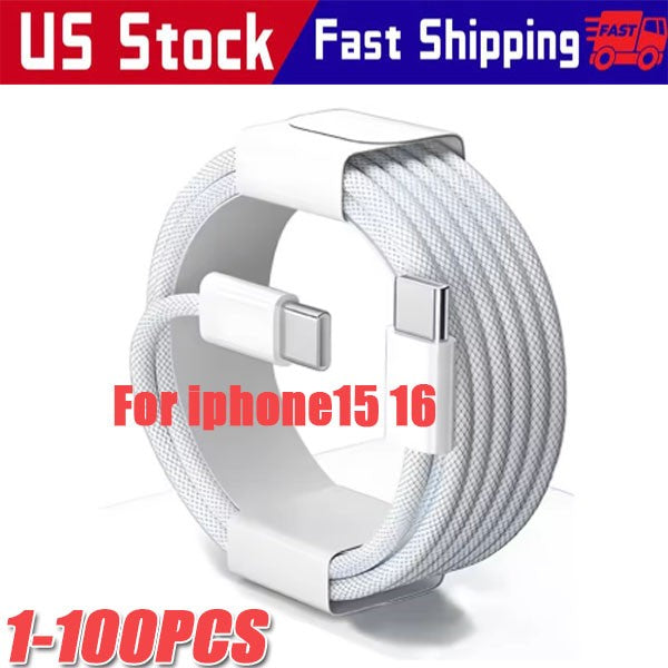 For iPhone 15 16 Pro Max USB-C to USB-C Cable Fast Charger lot Type C Charging