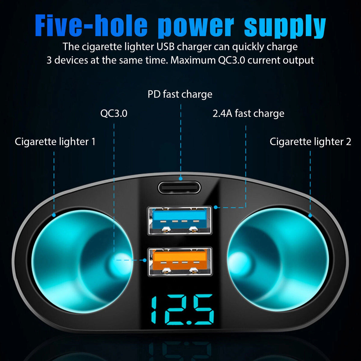 Outlet Dual USB Car Cigarette Lighter Socket Splitter Power Adapter Charger lot