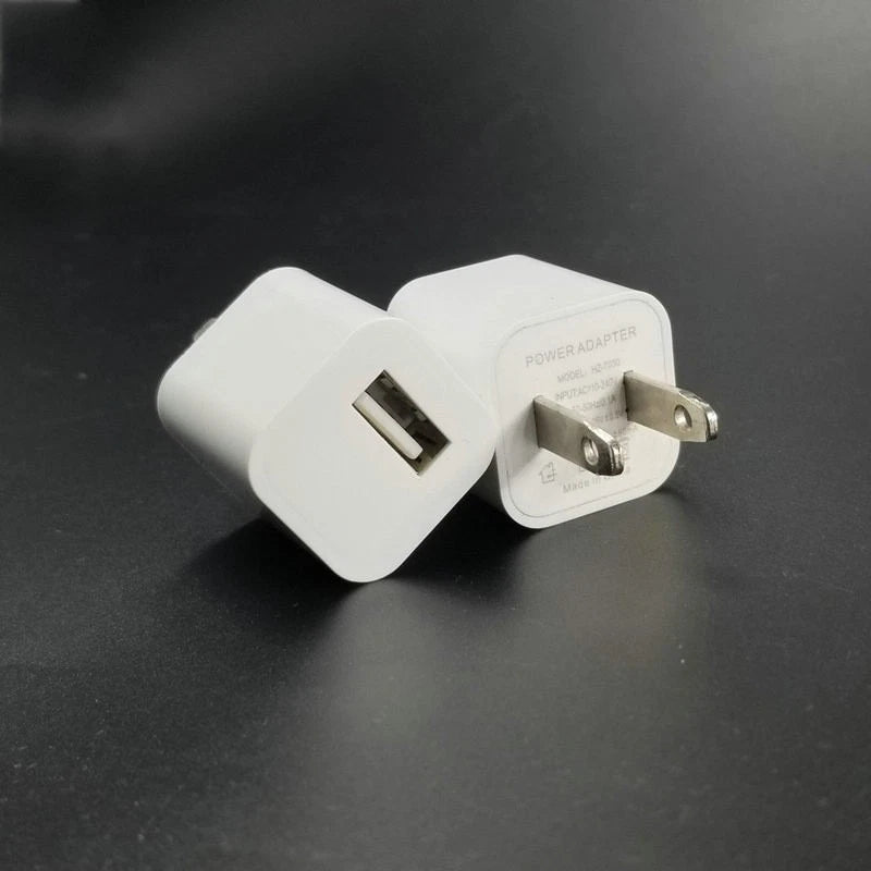 2x White 1A USB Power Adapter AC Home Wall Charger US Plug FOR iPhone 5 6 7 8 X