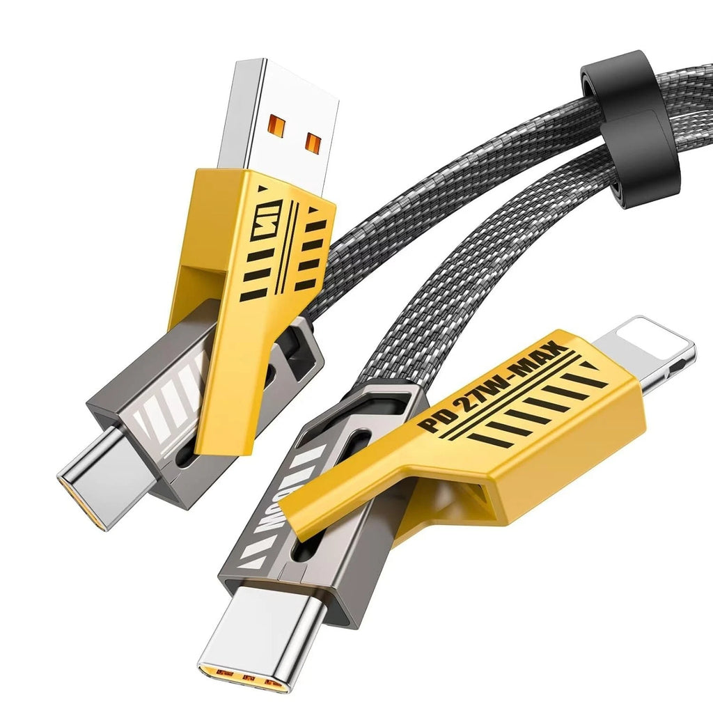 3Ft 65W 4 in 1 Multi Charging Cable Flat Braided USB C Charge Cord Transfer lot