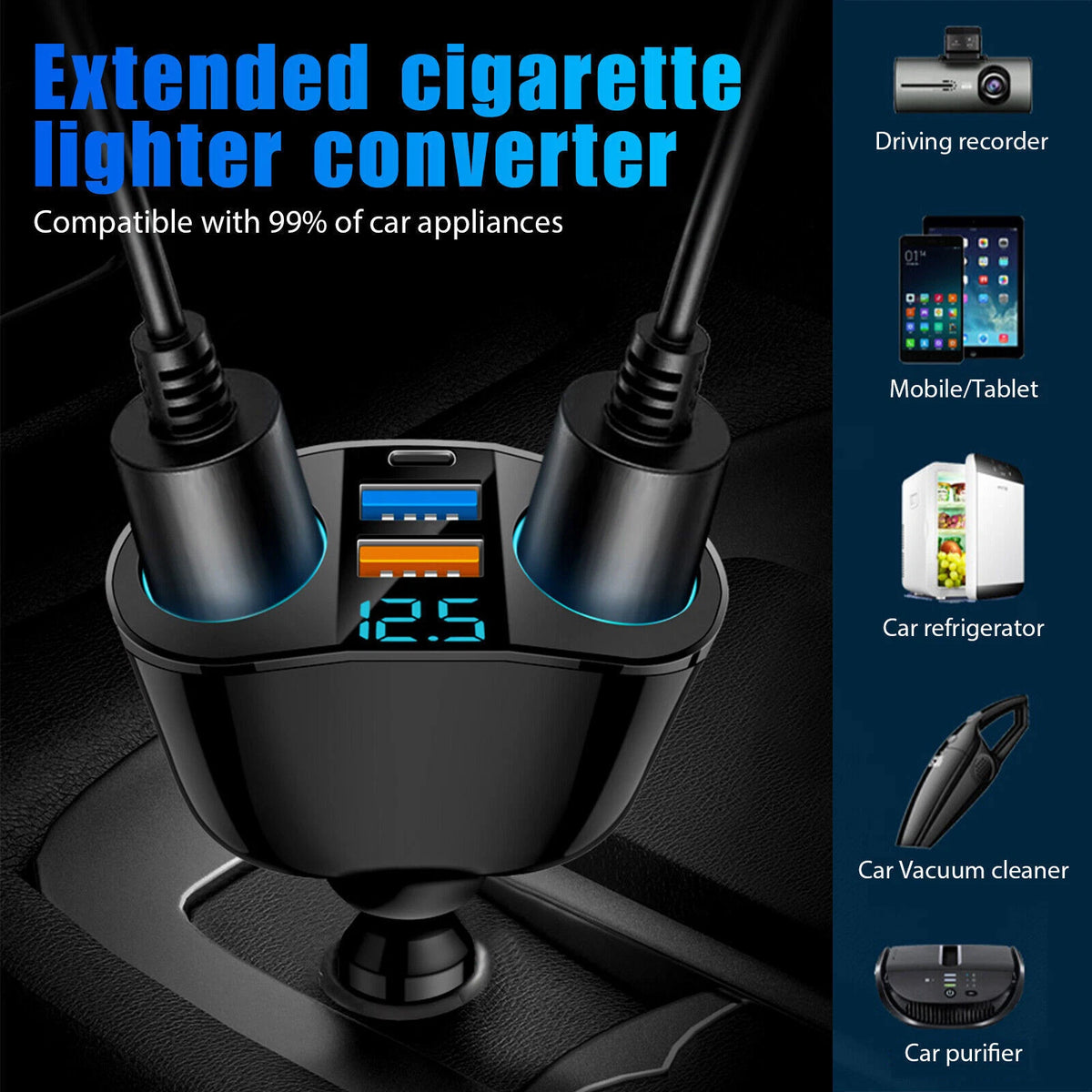 Outlet Dual USB Car Cigarette Lighter Socket Splitter Power Adapter Charger lot