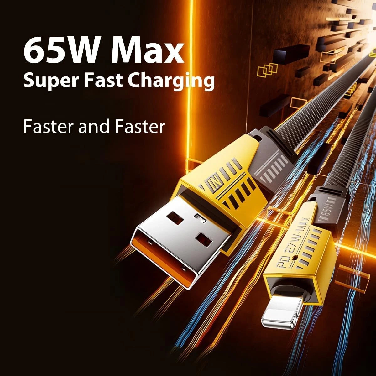 3Ft 65W 4 in 1 Multi Charging Cable Flat Braided USB C Charge Cord Transfer lot