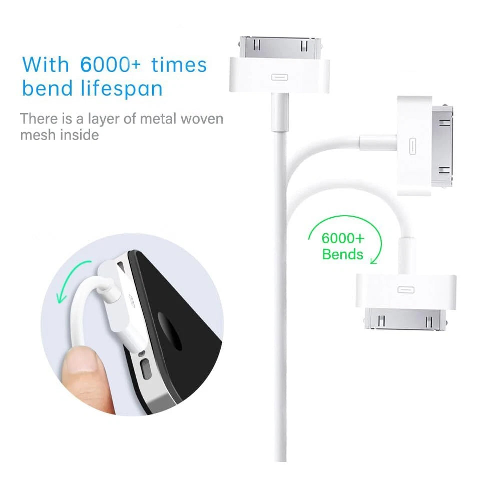 200PCS 3FT 30 pin USB Charging Data Cable Cord for iPad 1/2/3 iPod Nano 1-6 LOT
