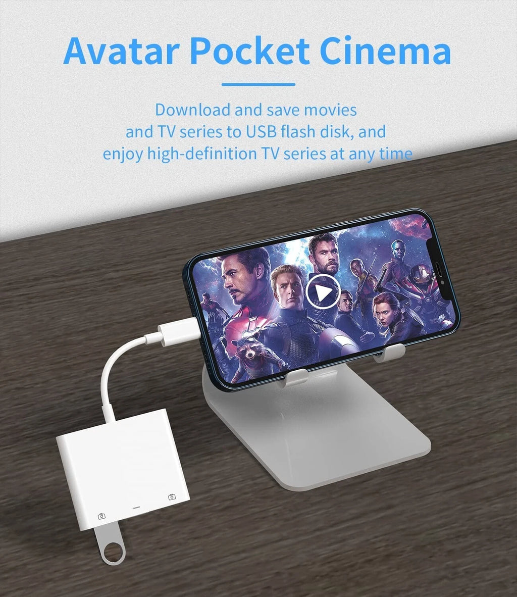 For iPhone to dual USB 3.0 Camera OTG Adapter with Charging Port for iPad lot