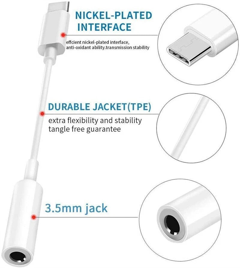 USB-C Type C to 3.5mm AUX Headphone Jack Adapter Lot For iPhone 16/Android Phone