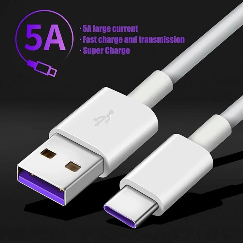 USB Type C Data Cable 5A Fast Charging USB-A to USB-C Charger lot Cord For Phone